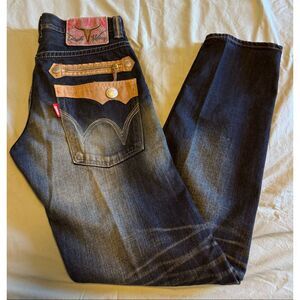 EDWIN Size 32 483XVS Western Zip Straight Denim Mustache Men Vintage Rare Japan